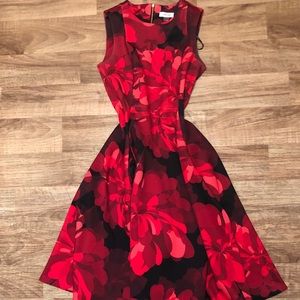 Calvin Klein Dress 8 Sleeveless Red & Black